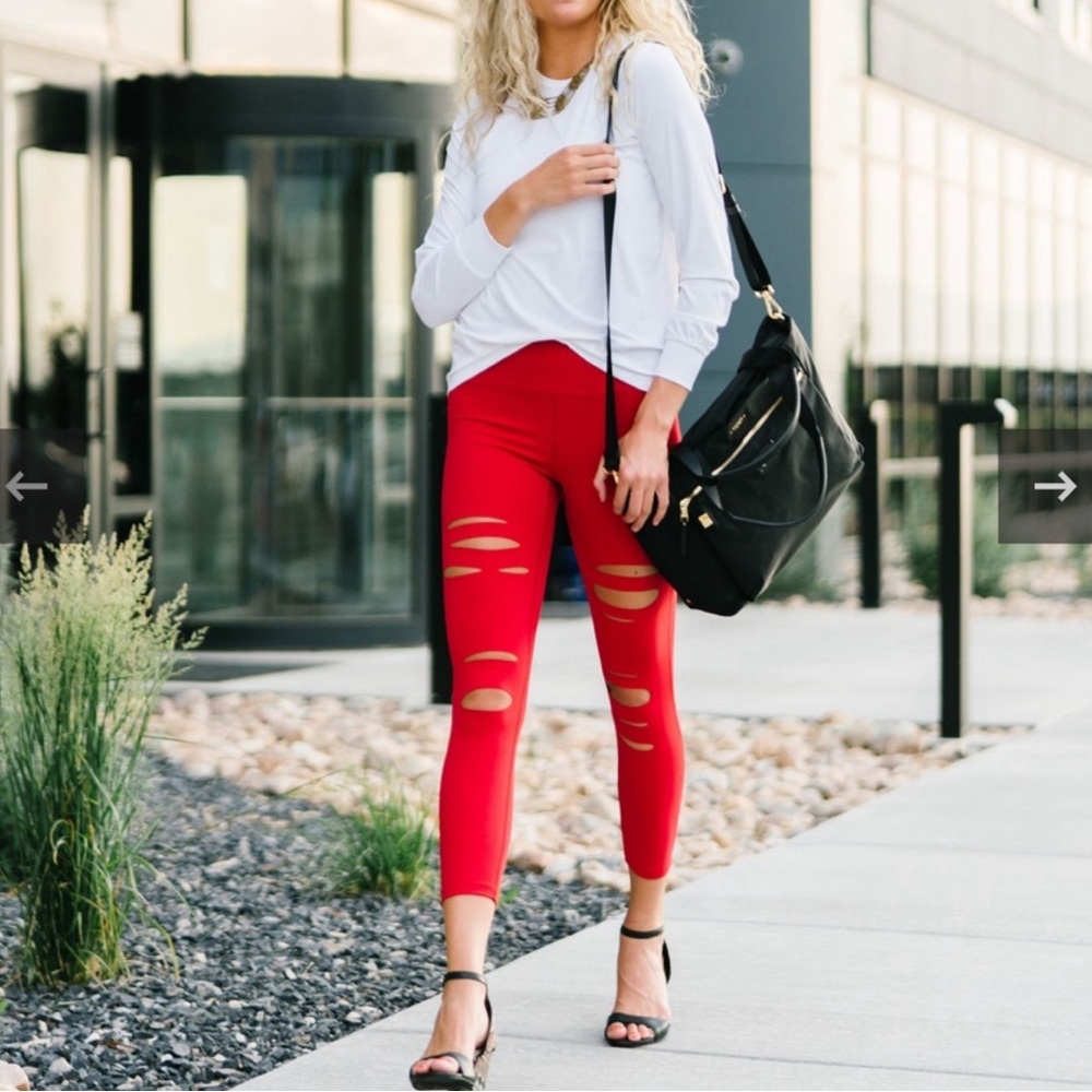 Zyia Red Slashed Luxe Legging
